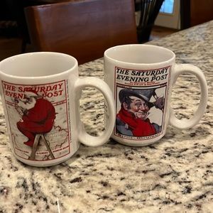 2 Saturday evening post/Norman Rockwell coffee mugs Christmas collection